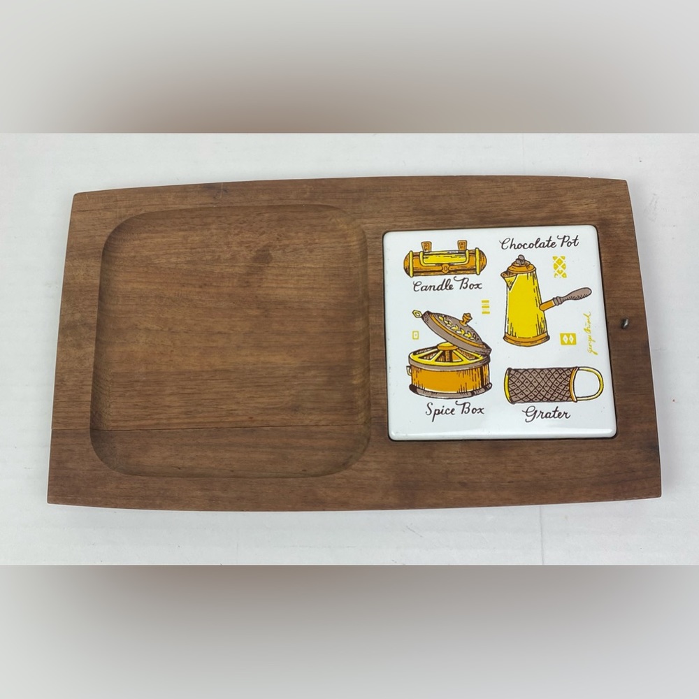 Vintage Woodland by George Briard Wood Tile Cheese Board Plate Mid Century MCM